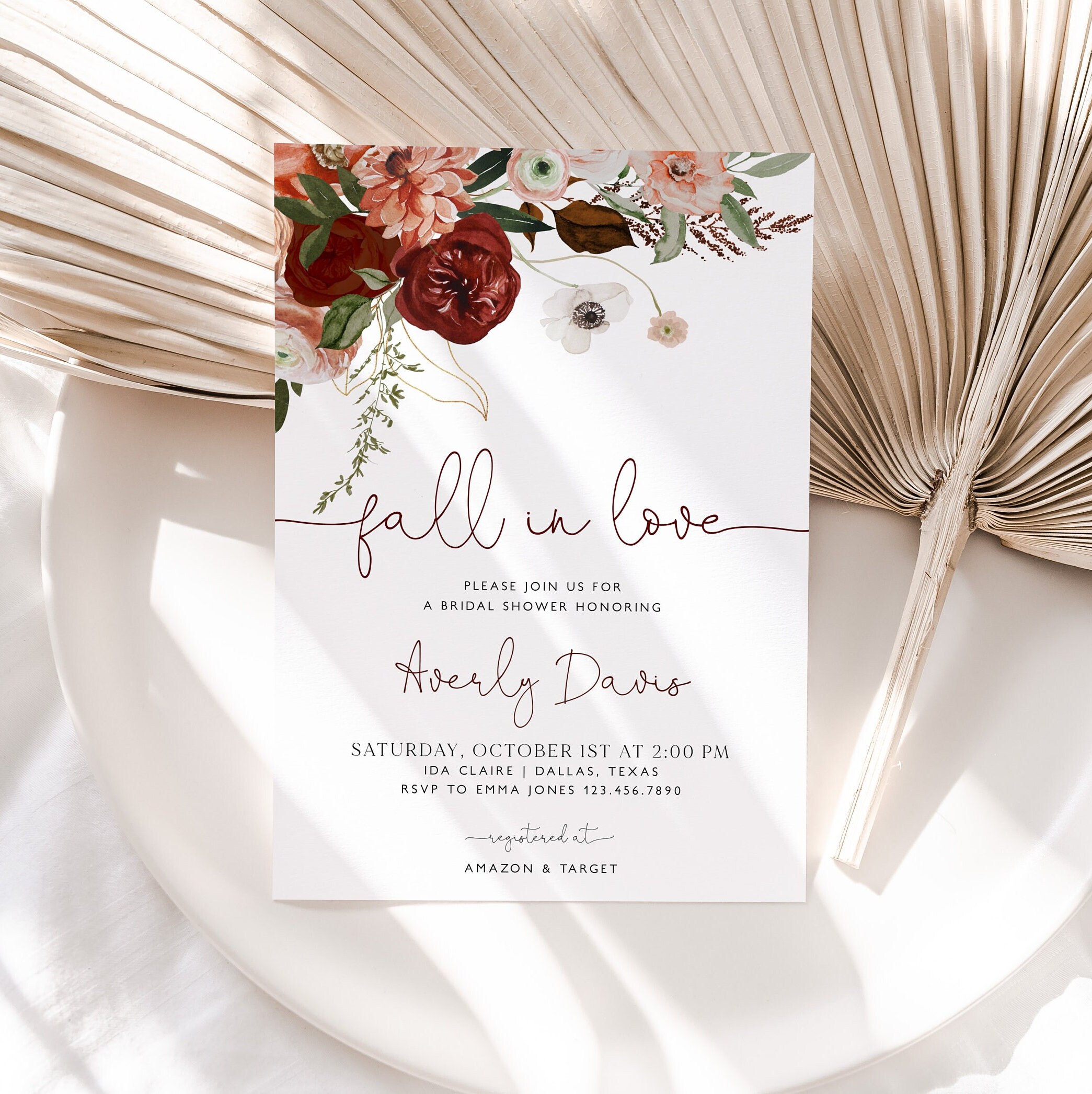 Fall In Love Bridal Shower Invitation Fall Bridal Shower Etsy 日本