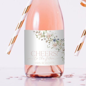 Wildflower Bridal Shower Mini Champagne Labels, Printable Wine Labels, Floral Champagne Labels, Cheers Wine Labels, Bridal Champagne, BS18