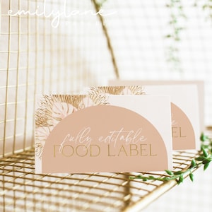 Boho Arch Food Labels, Boho Wild One Food Label Card, Safari Birthday Food Tags, Folded Food Cards, Tented Food Labels, Food Cards, BD29