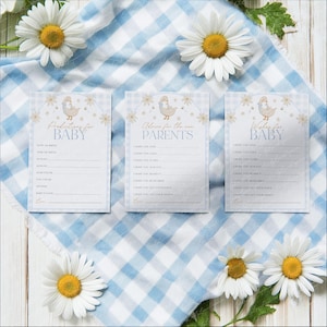 Silly Goose Baby Shower Advice, Baby Shower Predictions, Baby Shower Wishes, Advice Card, Editable Games, Blue Baby Shower Games, BBS132