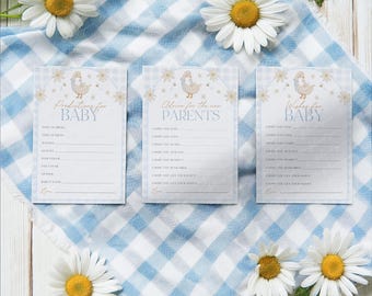 Silly Goose Baby Shower Advice, Baby Shower Predictions, Baby Shower Wishes, Advice Card, Editable Games, Blue Baby Shower Games, BBS132