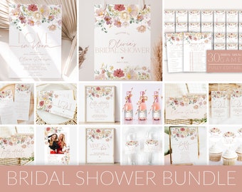 Love in Bloom Bridal Shower Invitation Bundle, Floral Bridal Shower Invitation and Games Bundle, Editable Games, Spring Bridal Shower, BS24