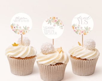Love in Bloom Bridal Shower Cupcake Toppers, Bridal Shower Cupcake Toppers, Spring Bridal Shower Cupcake Toppers, Editable Cupcake, BS31