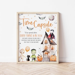 Spooky One 1e verjaardag tijdcapsule, 1e verjaardag tijdcapsule teken, Halloween 1e verjaardag, Spooky One eerste verjaardag tijdcapsule, BD40