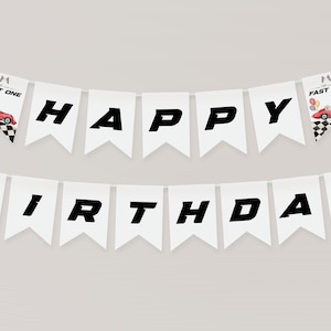 Fast One Happy Birthday Banner, Red Race Car Happy 1st Birthday Banner Printable, Boy Birthday Decor, Fast One Birthday, Red Race Car, BD39