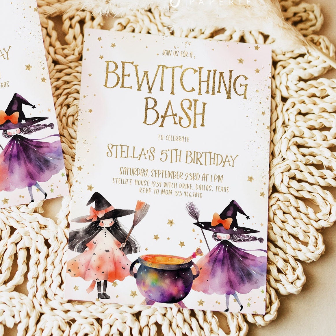 Witch Invite Bewitching Bash Halloween Invitation, Witch Birthday Invitation ...