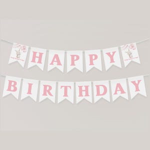Bunny Happy Birthday Banner Printable, Happy Birthday Banner, First Birthday Decor, Bunny Birthday Party Banner, Some Bunny is One, BD128