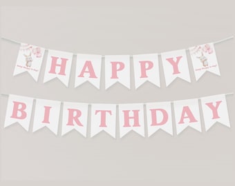 Bunny Happy Birthday Banner Printable, Happy Birthday Banner, First Birthday Decor, Bunny Birthday Party Banner, Some Bunny is One, BD128