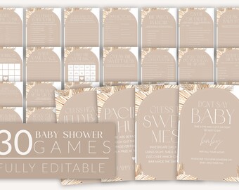 Boho Baby Shower Games, Boho Floral Baby Shower Editable Games, Printable Games, Baby Games Pack, Gender Neutral Baby Shower Game, BBS03