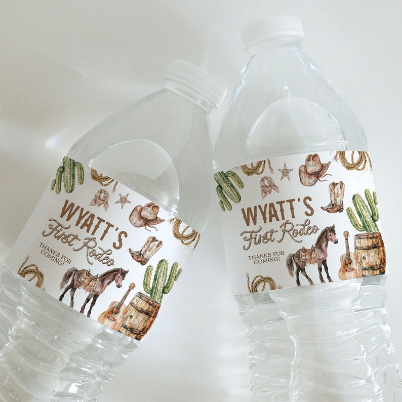 First Rodeo Water Bottle Label, Western 1st Birthday Water Label ...