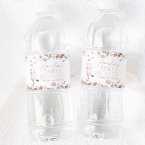 Floral Pink Water Bottle Label, Bridal Shower Water Label, Printable Water Bottle Label, Floral Bridal Shower Water Label Sticker, BS28