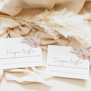 Boho Windel Verlosung Baby Karte, Boho Babyparty, Pampas Grass Boho Blumen Babyparty, Baby Mädchen Babyparty einladen, Dusche Einsatz, G4