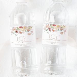 Love in Bloom Water Bottle Label, Bridal Shower Water Label, Printable Water Bottle Label, Floral Bridal Shower Water Label Stickers, BS24