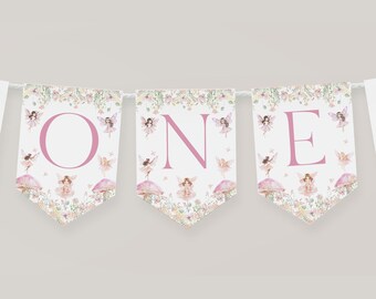 Fairy High Chair Banner Printable, Fairy 1st Birthday Banner For High Chair, 1st Birthday Decor, Girl 1st Birthday High Chair Banner, BD69