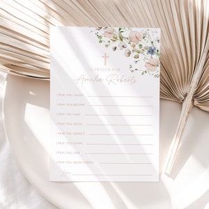 Wildflower Baptism Prayer Cards, Floral Baptism Prayer Cards, Floral Christening Prayer Cards, Printable Prayers For Baby Baptism, BT9