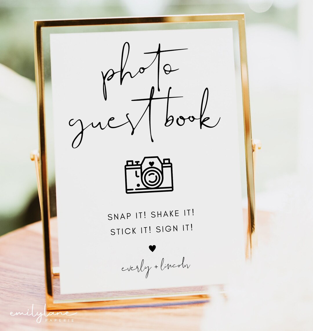 Photo Guest Book Sign Printable Minimalist Wedding Photo Etsy