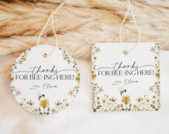 Bee Day Thank You Favor Tag, Bee Birthday Thank You Favor Tag, 1st Bee Day Birthday Thank You, Girl First Birthday, Bee Birthday
