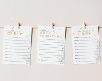 Eucalyptus Baby Shower Game: Advice, Wishes, Predictions (Digital Download)