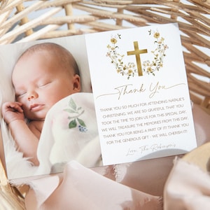 Wildflower Thank You Card Template, Printable Thank You, Instant Download Thank You Cards, Floral Baptism Thank You, Baptism Thank You, BT12