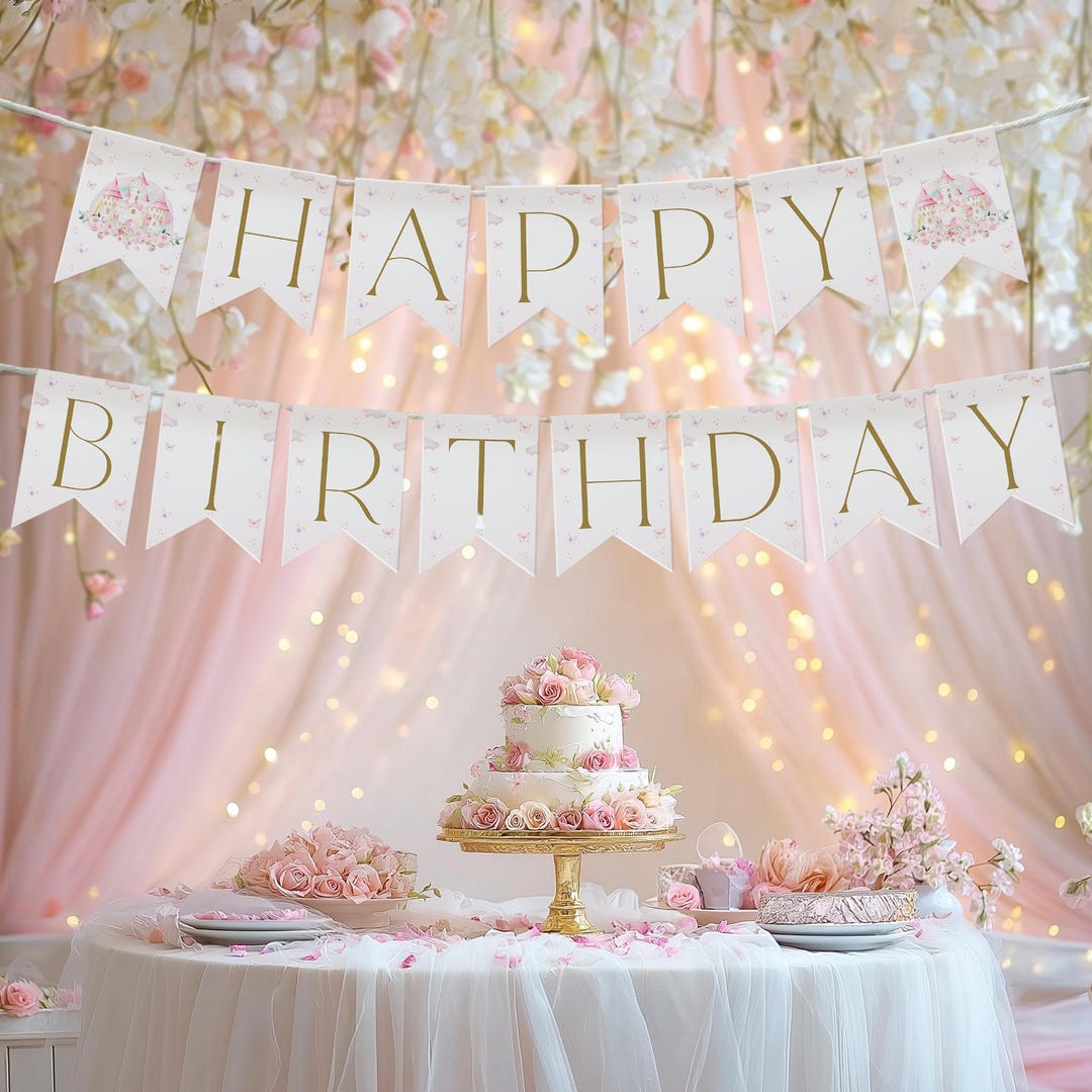 9ft Banner Happy Birthday Princess Holographic - Everyday Banners - View #4