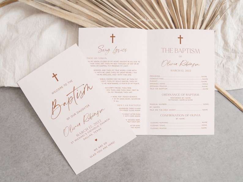 Minimal Baptism Programs, Printable Christening Program Template ...