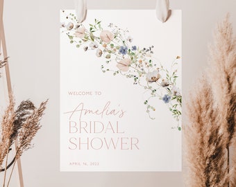 Bridal Shower Welcome Sign Template, Wildflower Bridal Shower Welcome Poster, Floral Bridal Shower Welcome Sign, Wildflower Sign, BS18
