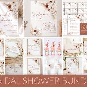 Boho Bridal Shower Invitation Bundle, Boho Floral Bridal Shower Invitation and Games Bundle, Editable Games, Printable Bridal Shower, BS16