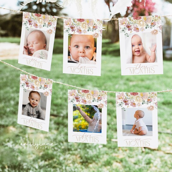 First Birthday Photo Banner Floral Birthday Photo Banner - Etsy