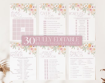 Bridal Shower Games, Floral Bridal Shower Editable Games, Printable Games, Love in Bloom Bridal Shower, Spring Floral Bridal Game Pack, BS31