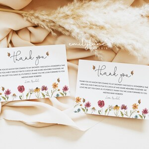 Wildflower Thank You Card Template, Floral Thank You Card Printable ...