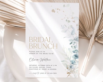 Bridal Brunch Invitation Template, Greenery Bridal Shower Invite, Dusty Blue Bridal Shower, Eucalyptus Bridal Shower Invite, Juliet3