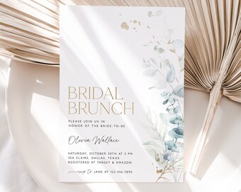 Bridal Brunch Invitation Template, Greenery Bridal Shower Invite, Dusty Blue Bridal Shower, Eucalyptus Bridal Shower Invite, Juliet3