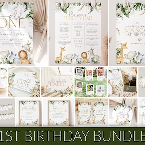 Wild One 1st Birthday Invitation Bundle, Wild One Invitation, Wild One 1st Birthday Decorations, Wild One Birthday Boy, Safari, BD08
