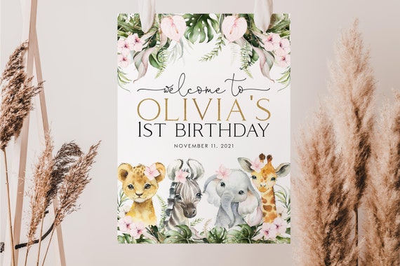 Amscan One Wild Girl 1st Birthday Plastic Table Cover - Pink Safari Animal Design, 54 X 102 Inches - View #6