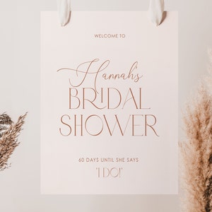 Boho Bridal Shower Welcome Sign Template, Bridal Shower Welcome Poster, Bohemian Bridal Shower Welcome Sign DIY, Pale Pink Bridal, H1