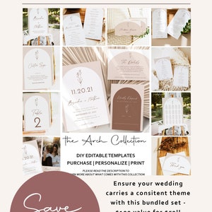 Boho Wedding Program Template, Boho Arch Wedding Program, Minimal ...