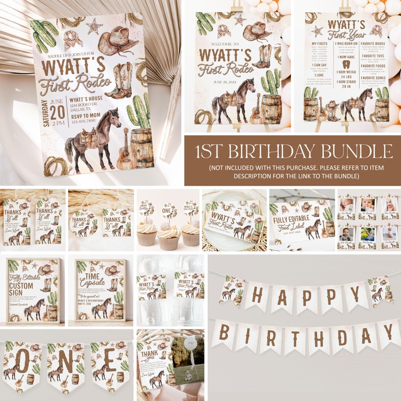 Western Food Labels, First Rodeo Food Label Card, 1st Rodeo Birthday ...