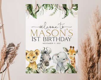 Wild One Safari 1st Birthday Welcome Sign (Digital Download)