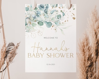 Greenery Baby Shower Welcome Sign: DIY Template (Digital Download)