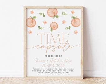 First Birthday Time Capsule, Peach 1st Birthday Time Capsule Sign, Sweet as a Peach, Girls 1st Birthday, First Birthday Time Capsule, BD16