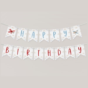 Flugzeug alles Gute zum Geburtstag Banner, glücklich 1. Geburtstag Banner druckbare, die Zeit fliegt 1. Geburtstag Dekor, Flugzeug 1. Geburtstag, Flugzeug, BD93