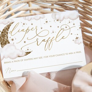 Gold Moon Star Diaper Raffle Card, Over the Moon Diaper Raffle Insert ...