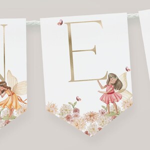 Fairy High Chair Banner - Pink Floral Fairy Party Decor For Girl's 1st Birthday 6 thumbnail image