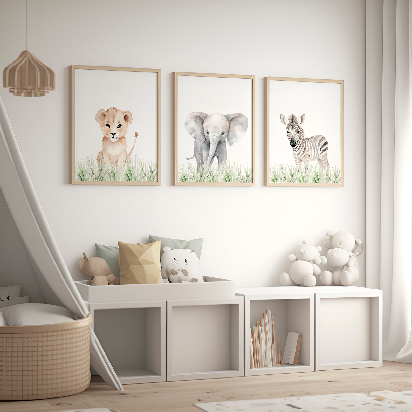 Jungle Animals Wall Art, Baby Safari Animals Nursery Room Decor, Safari ...