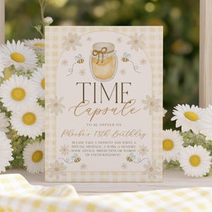 Bee 1st Birthday Time Capsule Sign, 1st Birthday Time Capsule Sign, Time Capsule Template, Honey Bee 1st Birthday, Girl 1st Birthday, BD143