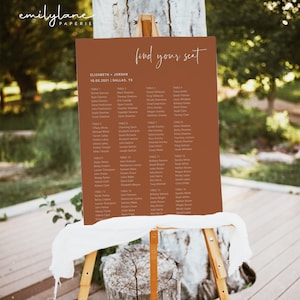 Terracotta Wedding Seating Chart Template, Burnt OrangeWedding Seating Chart Template, Boho Seating Chart, Editable, INSTANT Download, Layla