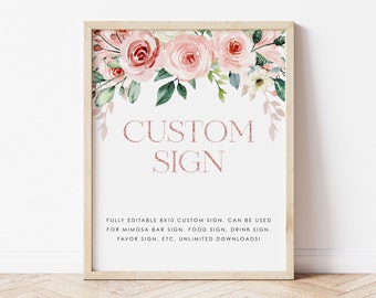 Custom Floral Birthday Sign: Editable 8x10 (Digital Download)