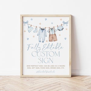 Editable Custom Sign, Custom 8x10 Sign, Blue Boy Clothesline Sign, Boy ...