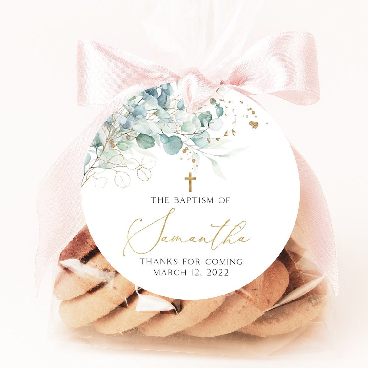 Baptism Favor Tags, Editable Tags, Christening Favor Tags, Greenery Favor Tags, Thank You Tag, Baptism Gift Tags, Thank You Tags, BT1