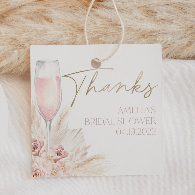 Pink Boho Thank You Favor Tag, Boho Bridal Shower Thank You Favor Tag ...